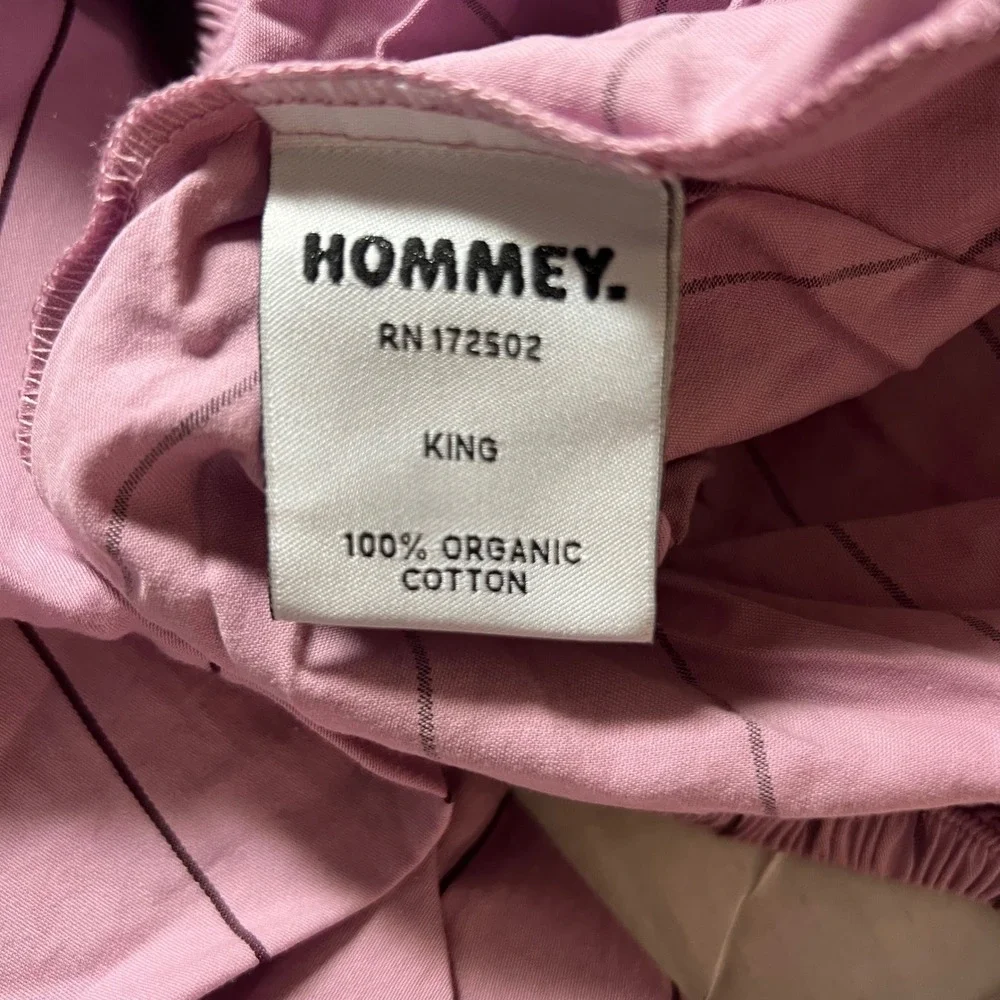 Hommey 100% Organic Cotton Aster Striped King Size Fitted Sheet 78 x 80 x 16 NIP